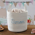 1pc Personalized Name Fabric Storage Basket with Handles - Customizable Round Organizer for Toys