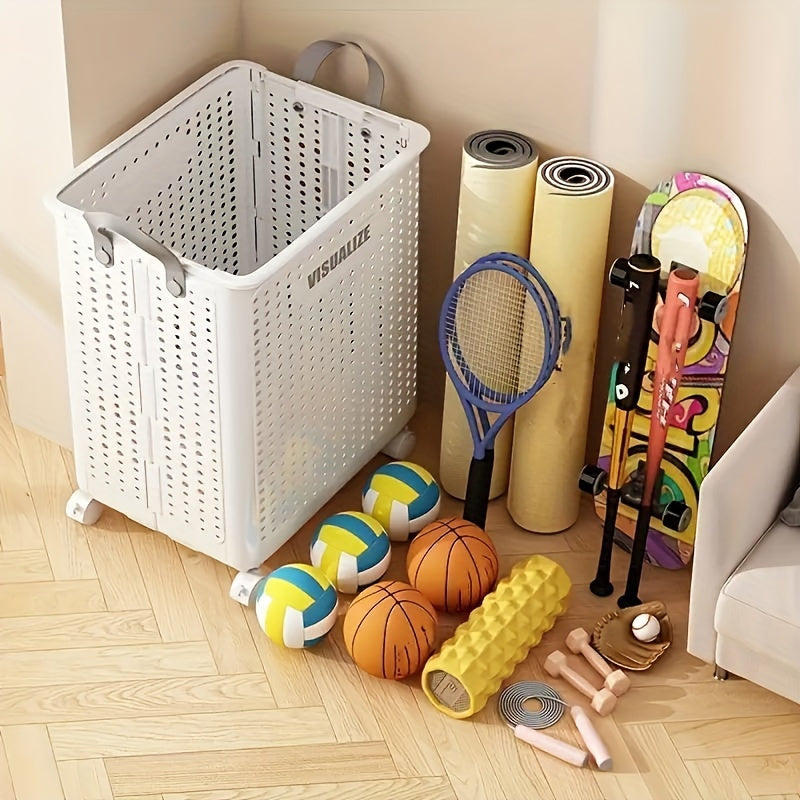 Multi-functional Foldable Laundry Basket with Wheels for Home Use