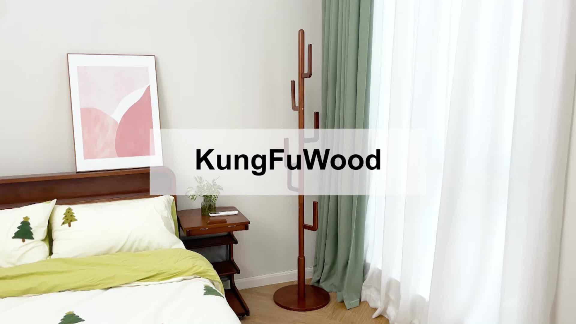 Solid Wood Cactus Coat Rack Stand | Freestanding Coat Rack with 1.59 gal-shaped Hooks