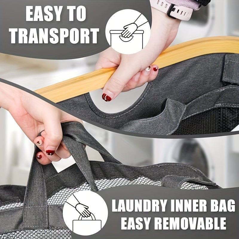 42.27-gallon large capacity laundry basket with three separate inner bags