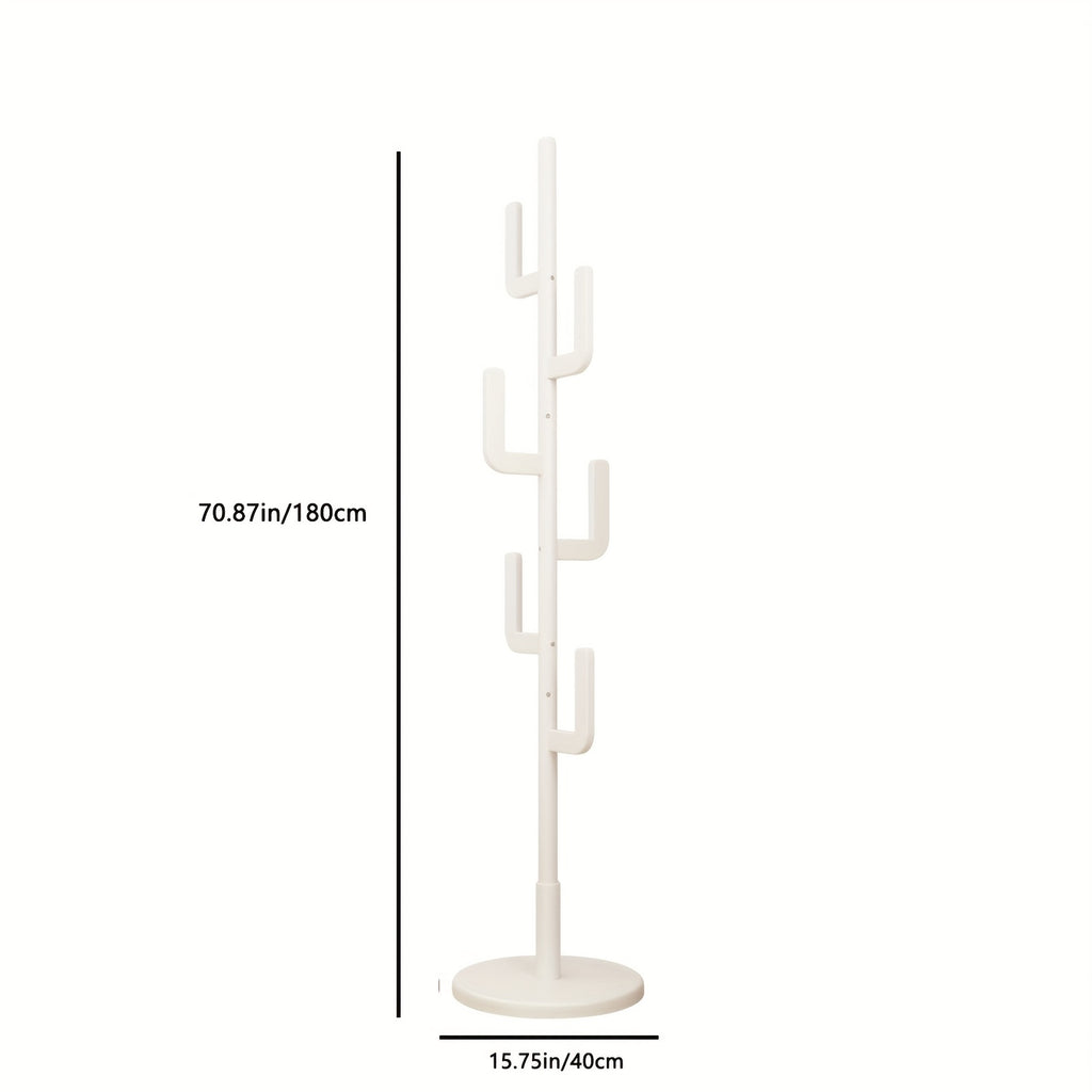 KASLANDI Solid Wood Cactus Coat Rack, Classic with Grid Shelf And 1.59 gal-shaped Hooks