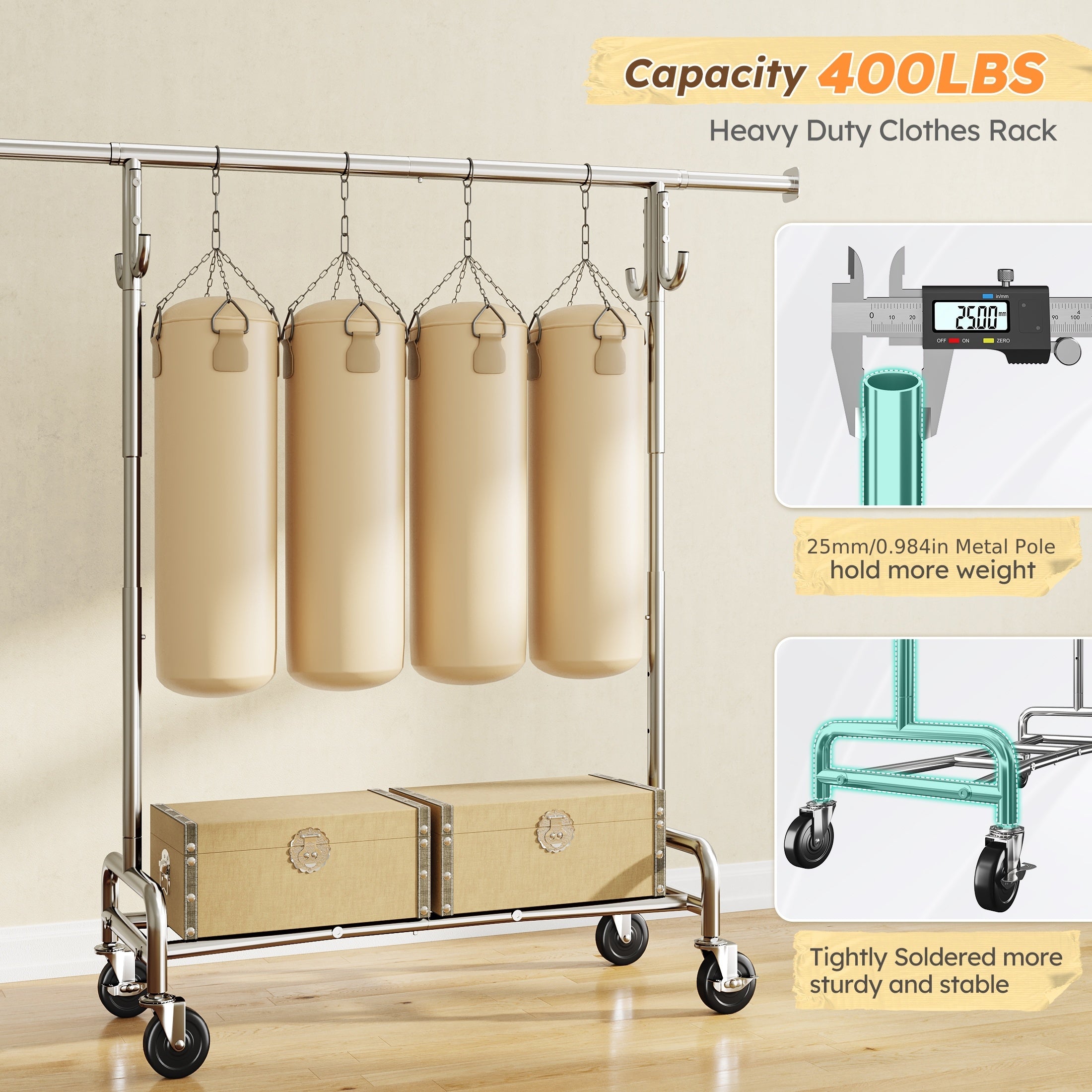 Raybee'S 75-Inch Wide Heavy-Duty Clothing Rack Can Support Up to 450 Pounds