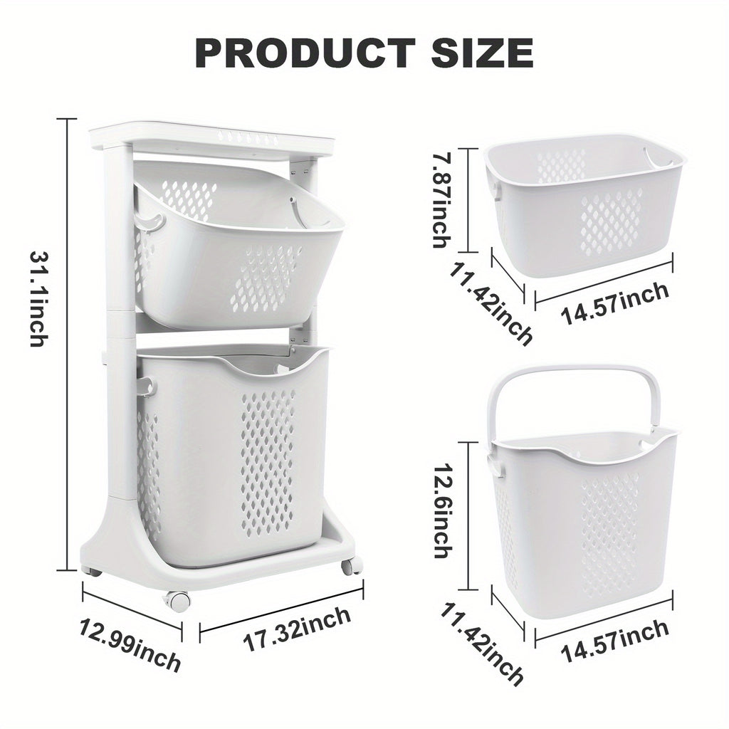 Laundry Hamper, Modern Upgrade 2\u002F3\u002F4 Tier Laundry Basket with Wheels