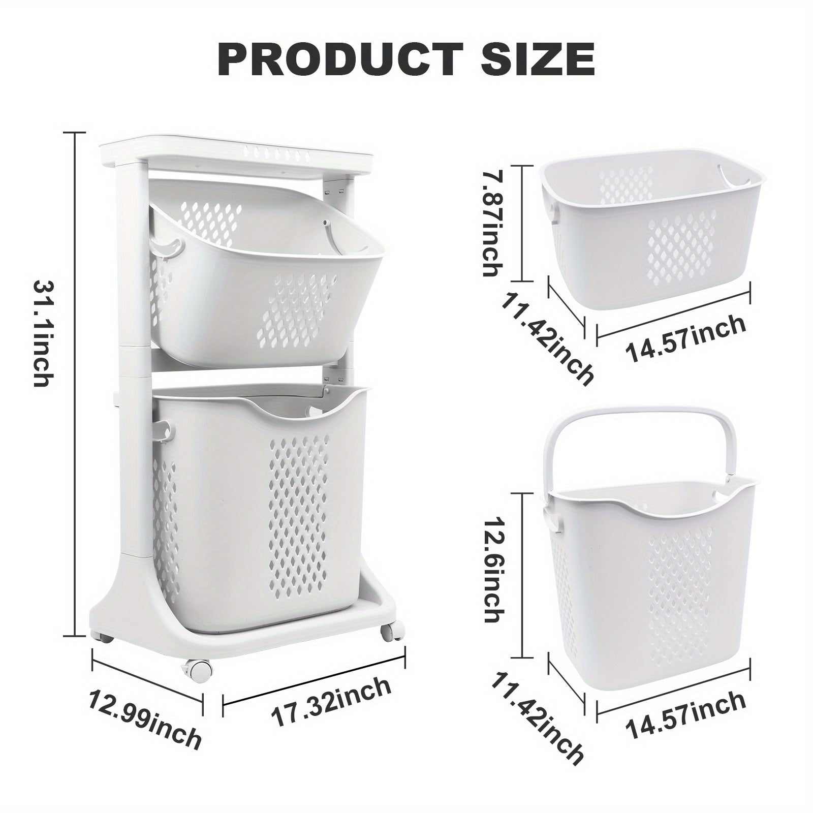 Laundry Hamper, Modern Upgrade 2\u002F3\u002F4 Tier Laundry Basket with Wheels