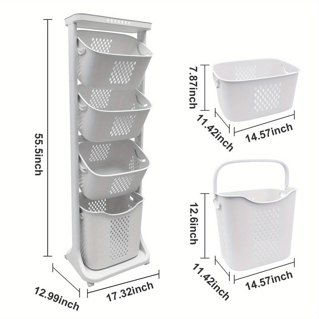Laundry Hamper, Modern Upgrade 2\u002F3\u002F4 Tier Laundry Basket with Wheels