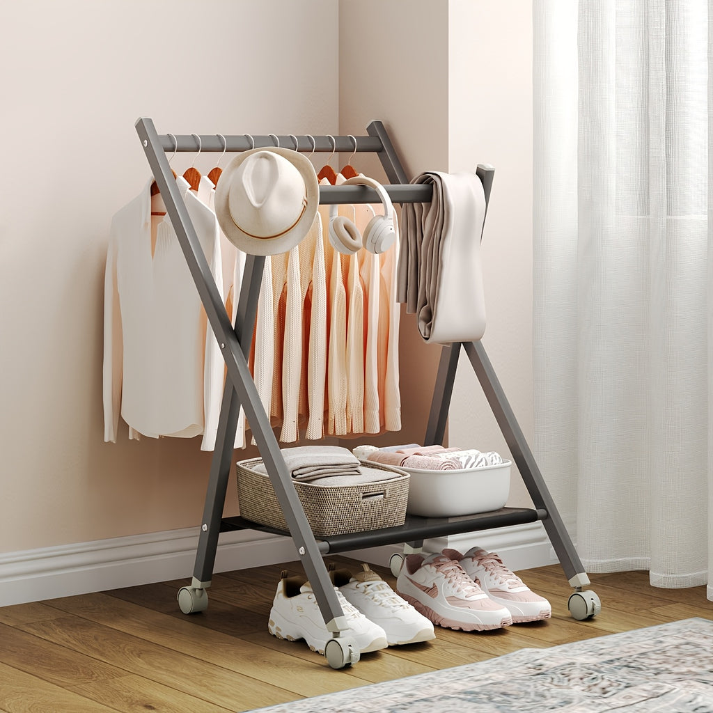 Foldable Coat Rack, Entryway Coat Rack with Casters, Coat Rack