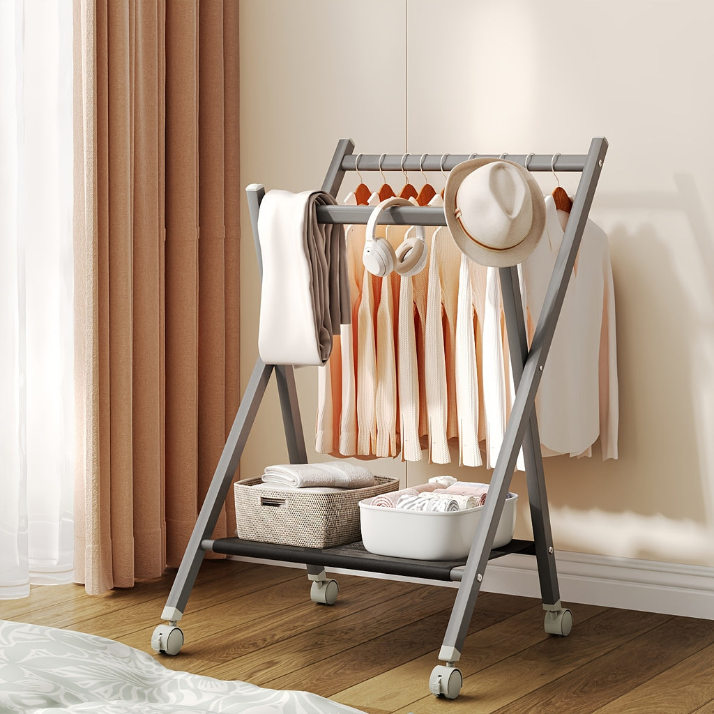 Foldable Coat Rack, Entryway Coat Rack with Casters, Coat Rack