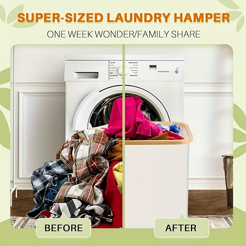 42.27-gallon large capacity laundry basket with three separate inner bags