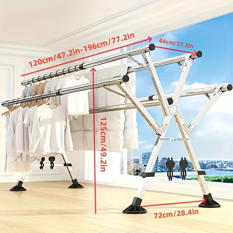 Balcony X-Shaped Extendable Clothes Drying Rack,