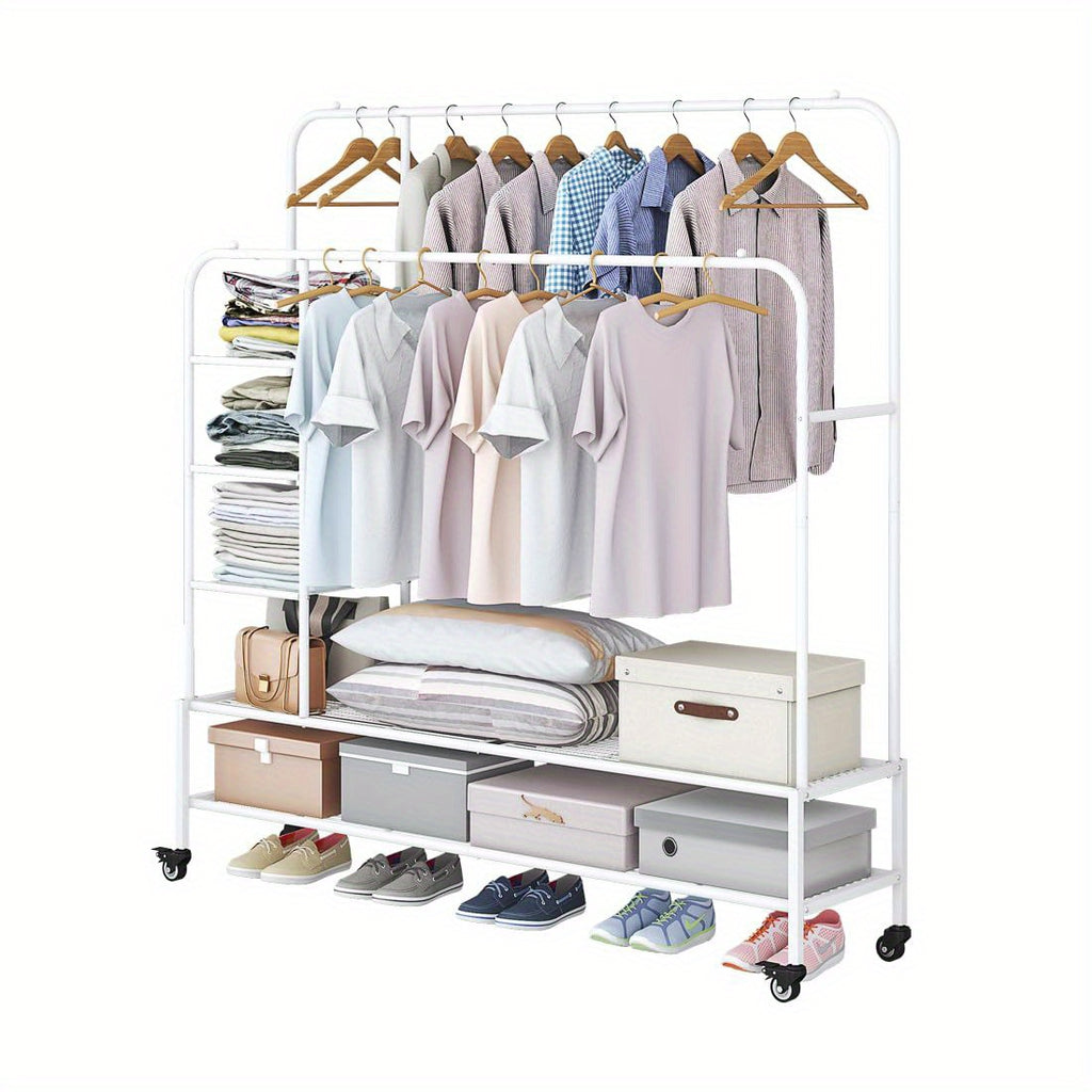 Father'S Day Gifts Clothing Rack Double Rod, Multi-Purpose Drying Rack for Hanging Clothes
