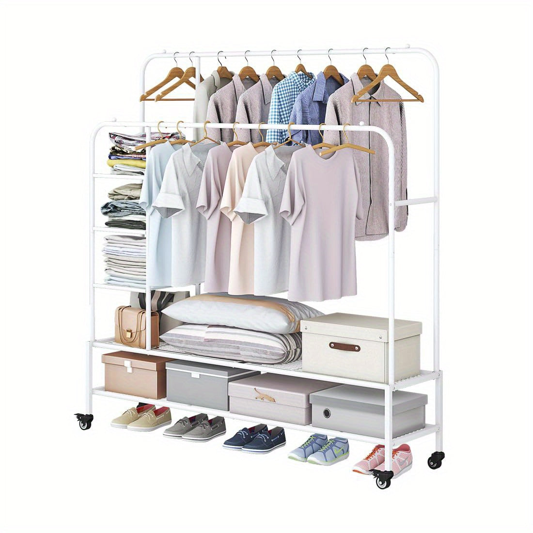 Father'S Day Gifts Clothing Rack Double Rod, Multi-Purpose Drying Rack for Hanging Clothes
