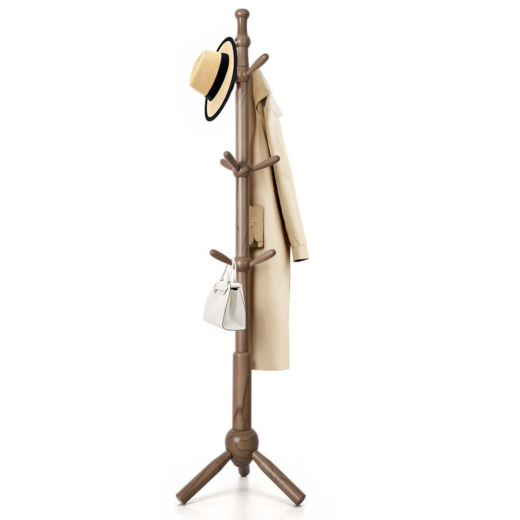 Heavy-Duty Freestanding Coat Rack Stand with 9 Hooks - Adjustable Height (Up to 27\