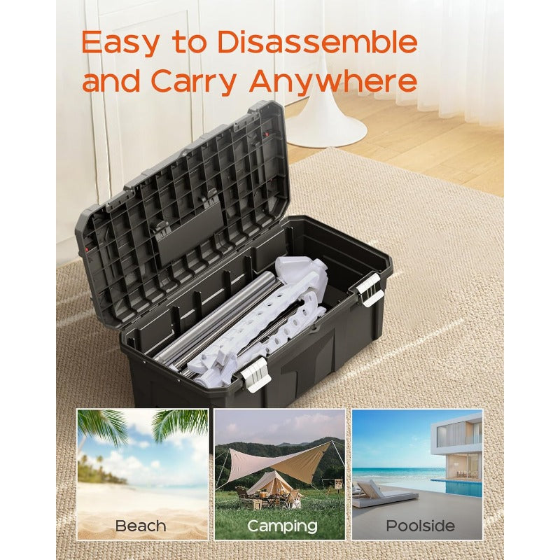 Clothes Drying Rack Foldable 74. 8 inch 2 Tier Laundry Drying Rack with Rotating Clothes Rail