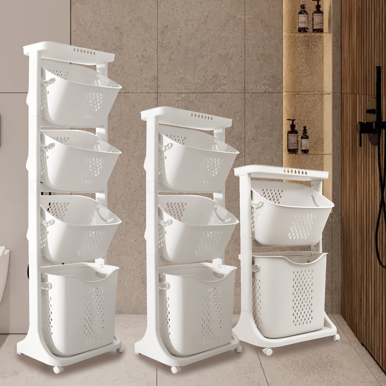 Laundry Hamper, Modern Upgrade 2\u002F3\u002F4 Tier Laundry Basket with Wheels