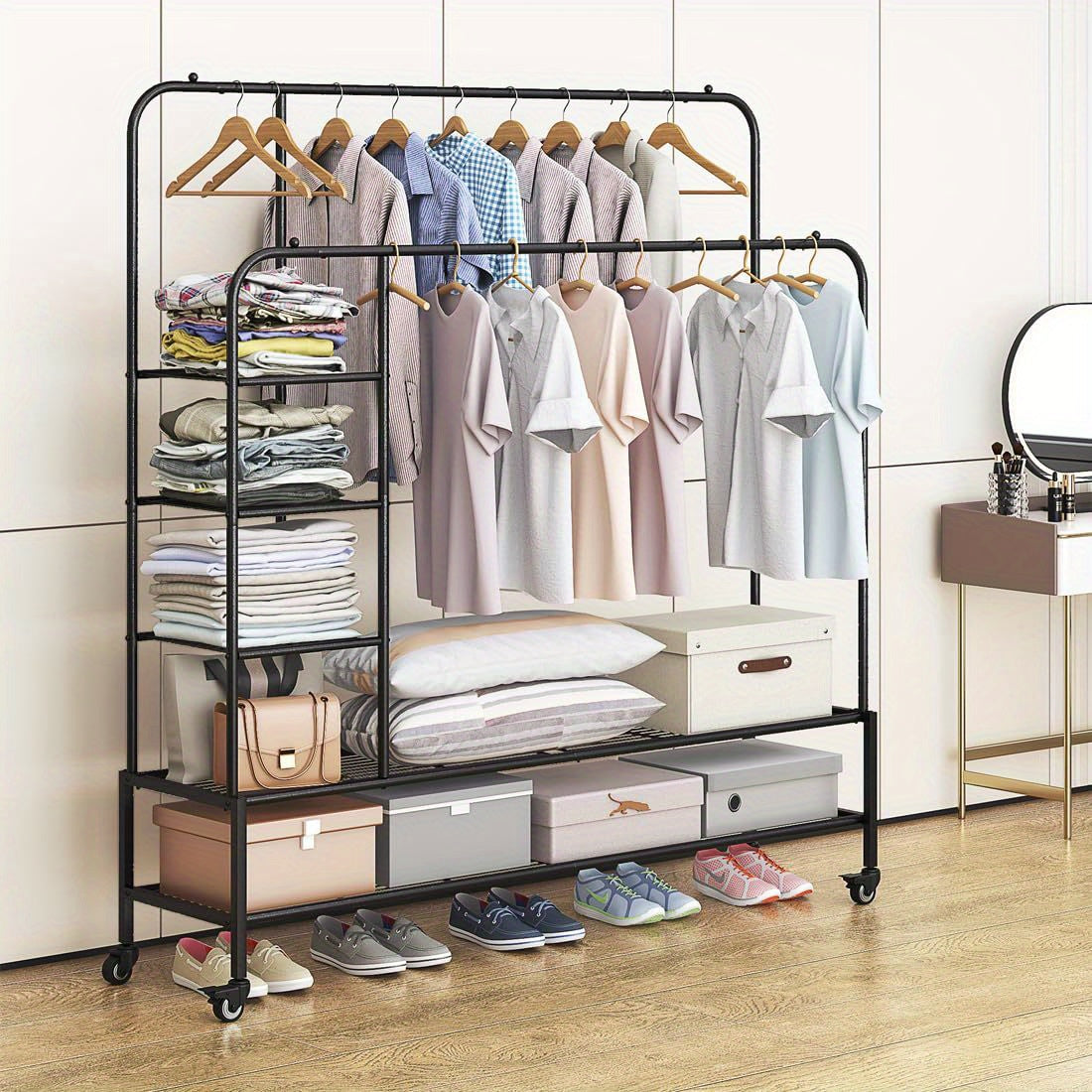Father'S Day Gifts Clothing Rack Double Rod, Multi-Purpose Drying Rack for Hanging Clothes