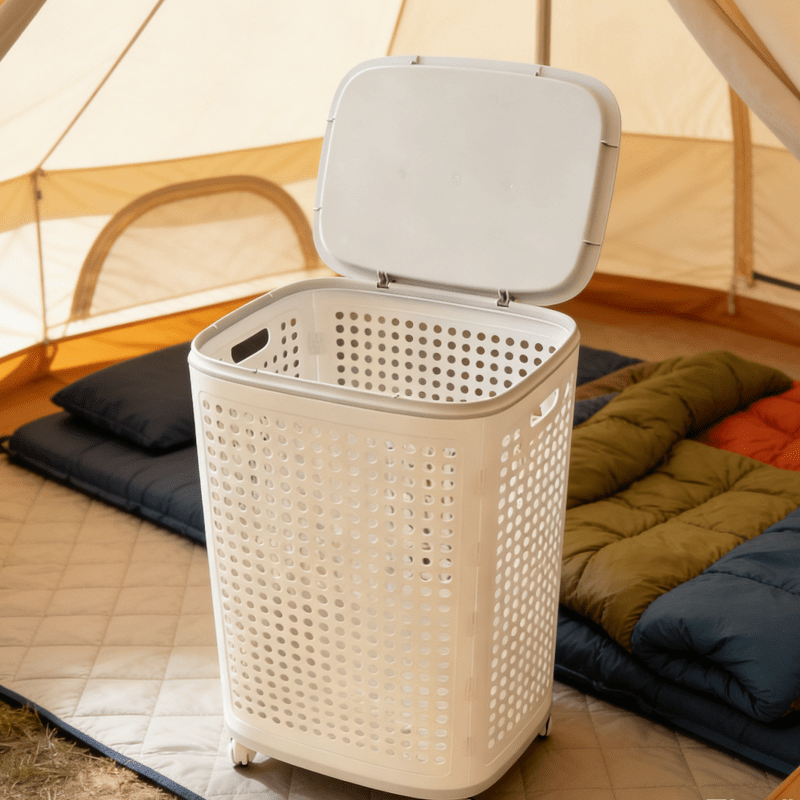 Rolling Laundry Basket with Wheels & Ventilated Lid - Heavy-Duty Suitable for All Family Members