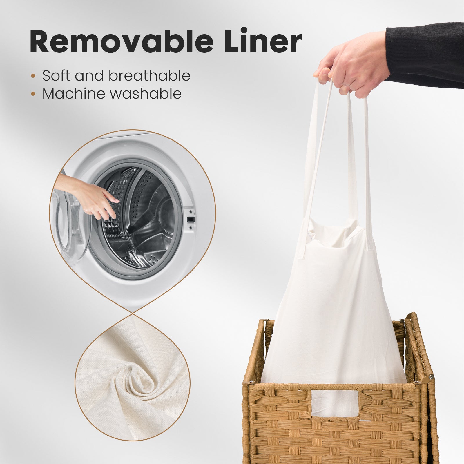 MCQ Sturdy & Stylish Laundry Hamper – Large Capacity Collapsible Rattan Storage Box with Lid Handles