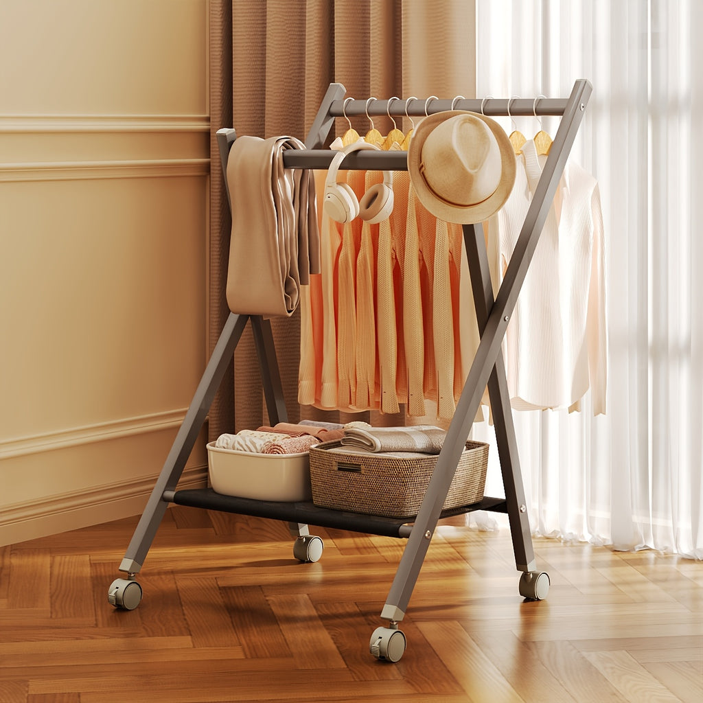 Foldable Coat Rack, Entryway Coat Rack with Casters, Coat Rack