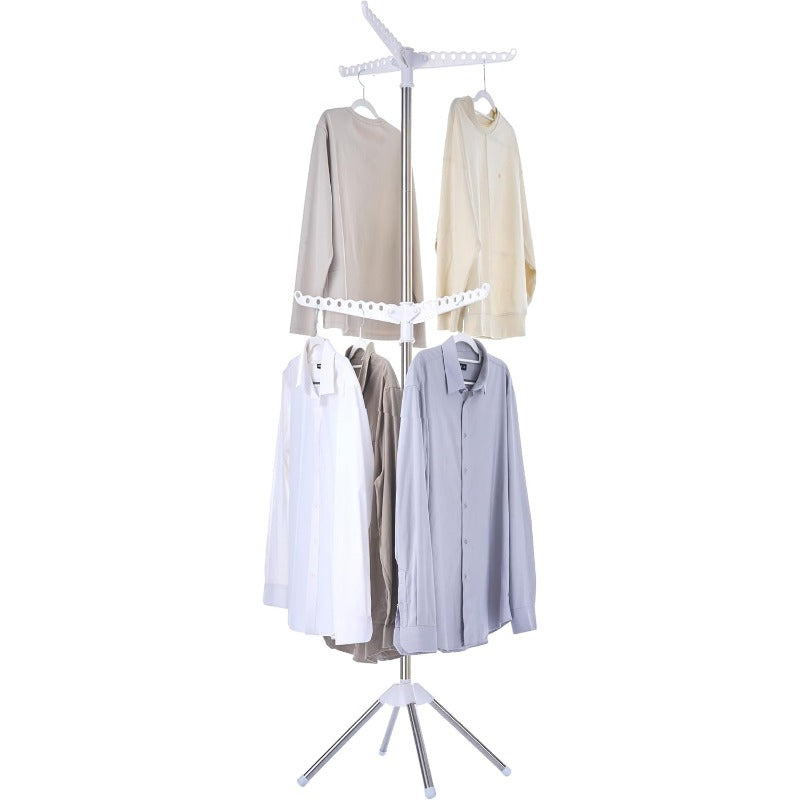 Clothes Drying Rack Foldable 74. 8 inch 2 Tier Laundry Drying Rack with Rotating Clothes Rail