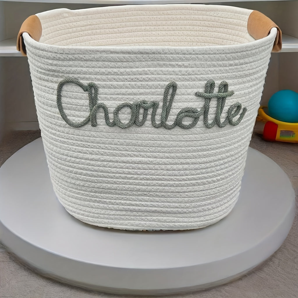 Customizable Basket Personalized Decorative Woven Storage Basket with Rope Handles