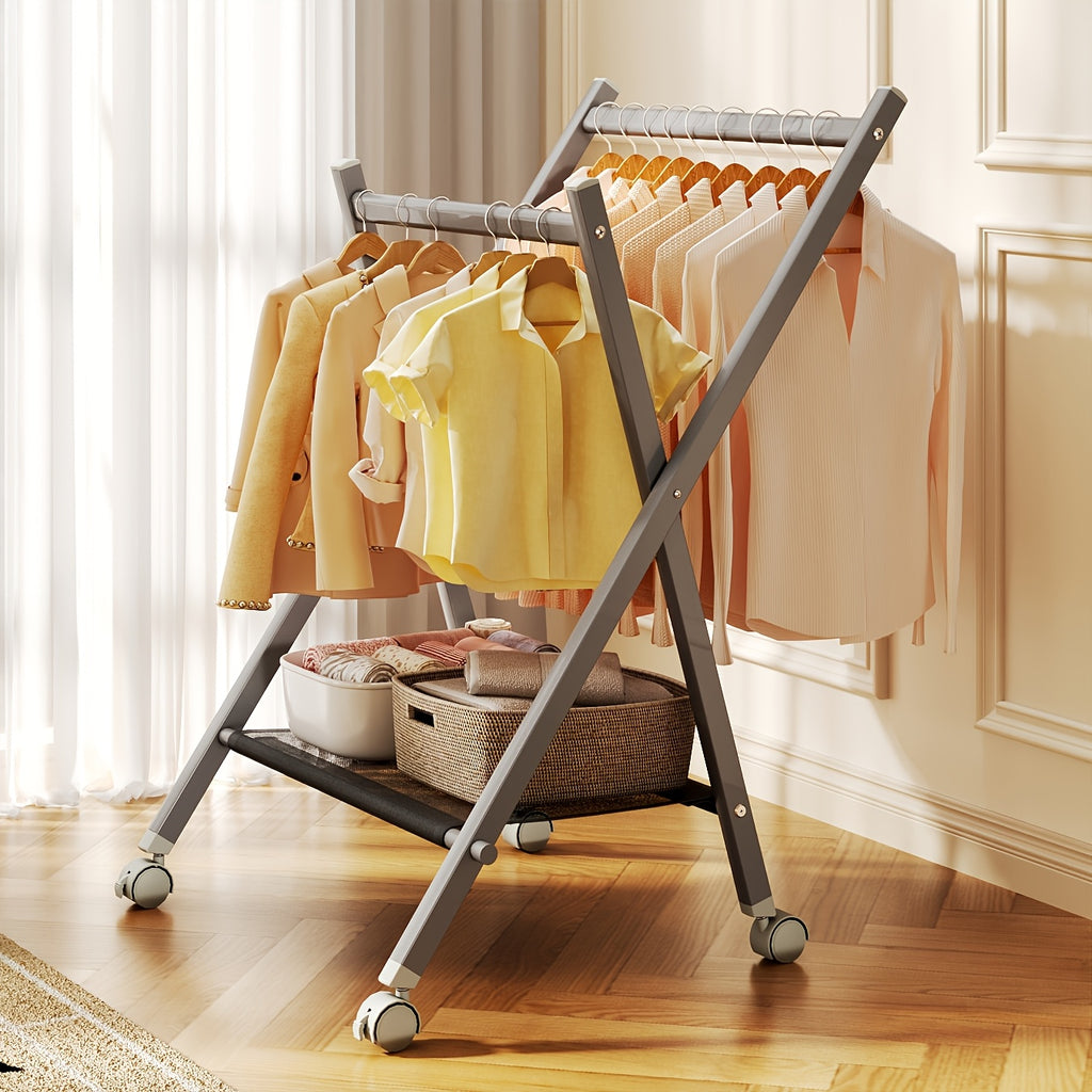 Foldable Coat Rack, Entryway Coat Rack with Casters, Coat Rack