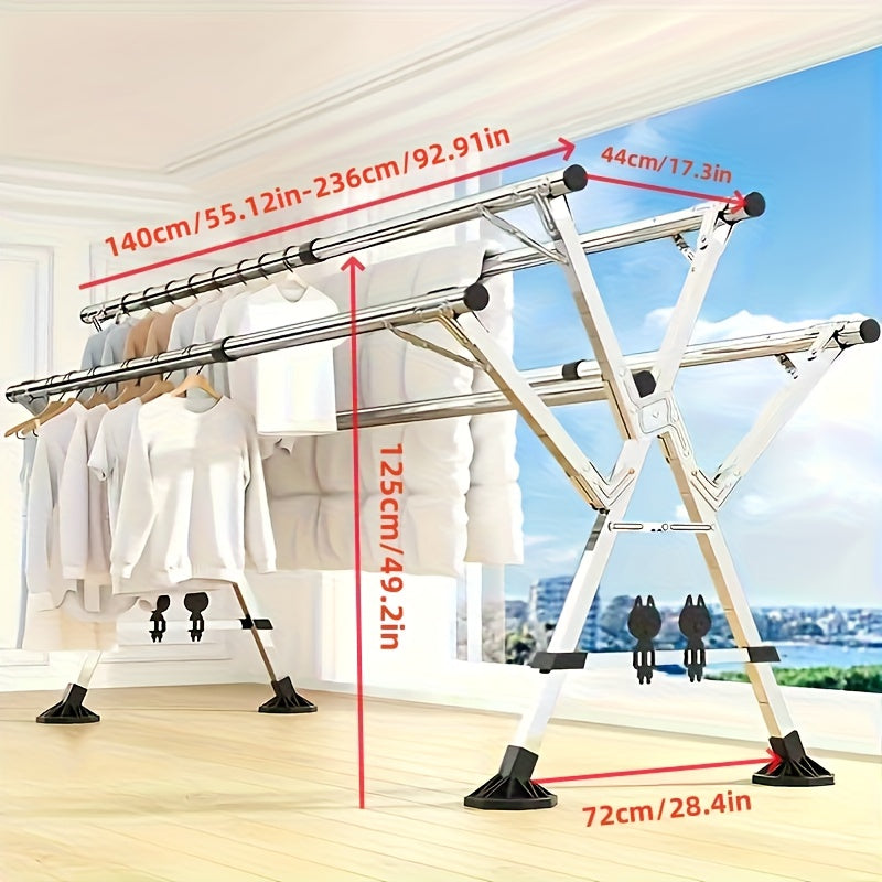Balcony X-Shaped Extendable Clothes Drying Rack,