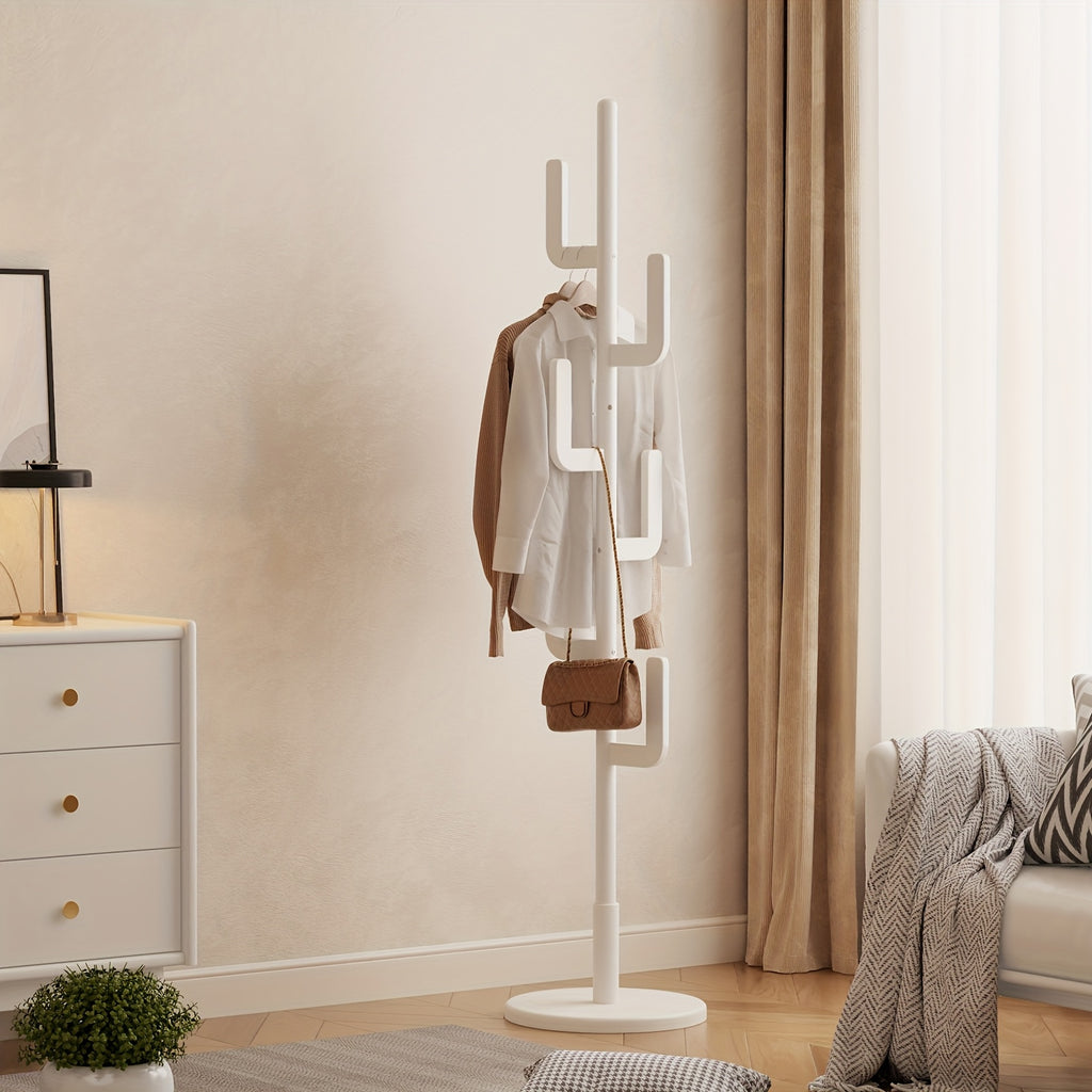 KASLANDI Solid Wood Cactus Coat Rack, Classic with Grid Shelf And 1.59 gal-shaped Hooks