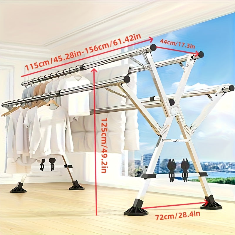 Balcony X-Shaped Extendable Clothes Drying Rack,