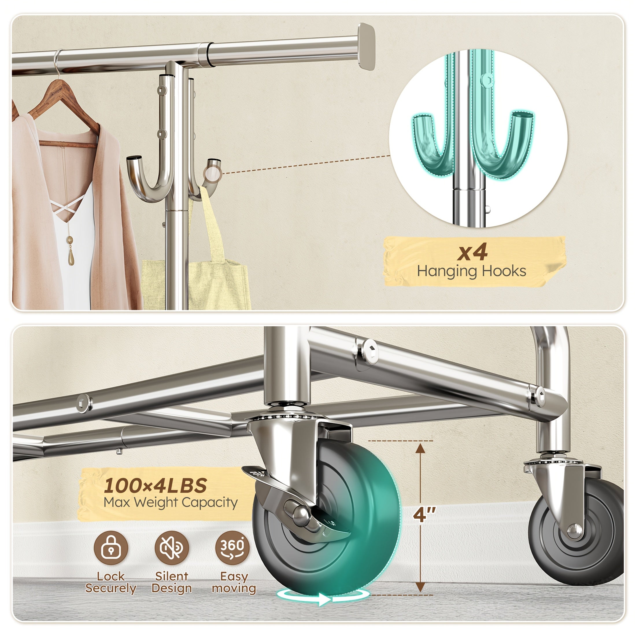 Raybee'S 75-Inch Wide Heavy-Duty Clothing Rack Can Support Up to 450 Pounds