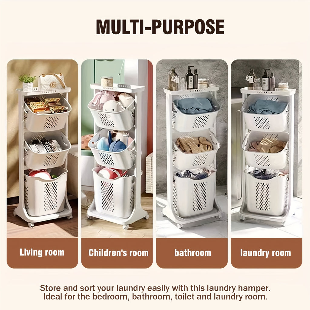 Laundry Hamper, Modern Upgrade 2\u002F3\u002F4 Tier Laundry Basket with Wheels