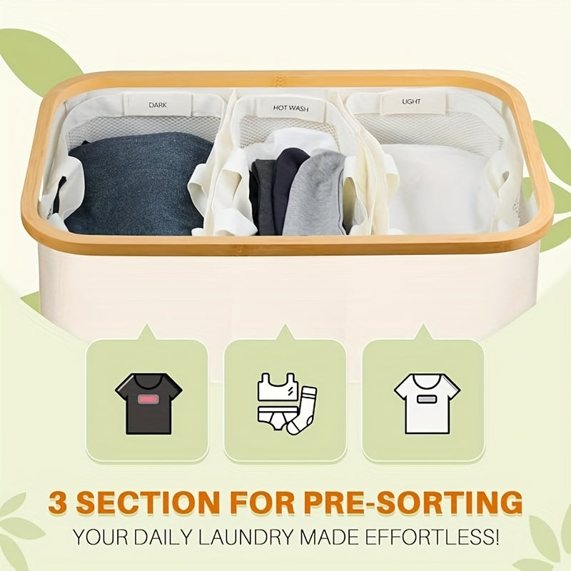 42.27-gallon large capacity laundry basket with three separate inner bags