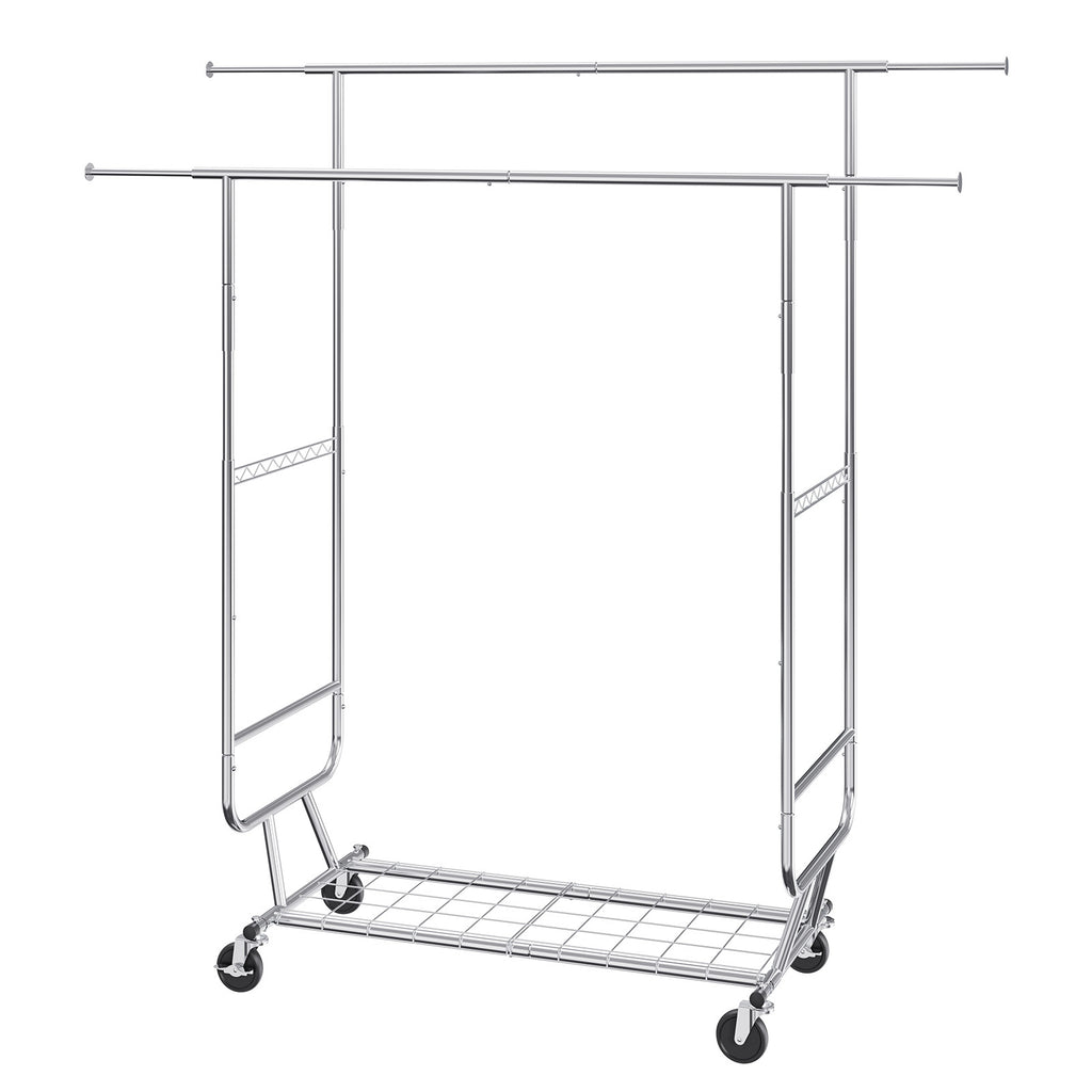 VEVOR Heavy Duty Clothes Rack, Double Hanging Rod Clothing Garment Rack for Hanging Clothes