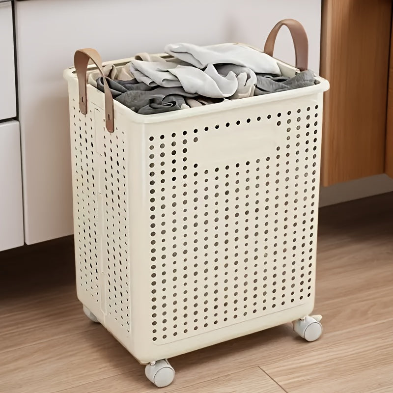 Multi-functional Foldable Laundry Basket with Wheels for Home Use