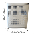 Rolling Laundry Basket with Lid | Plastic, Ventilated Side for Clothes, Towels