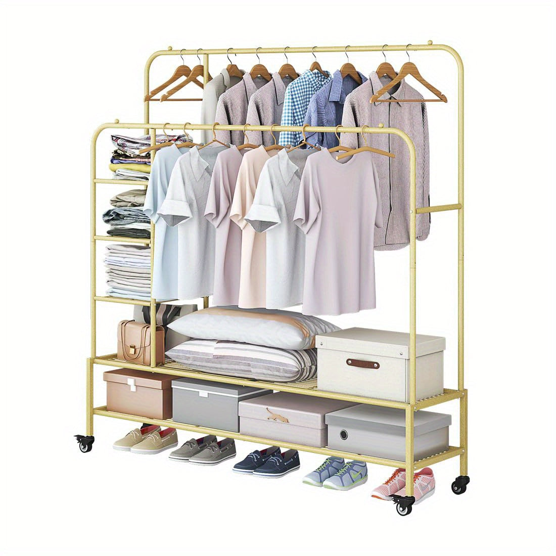 Father'S Day Gifts Clothing Rack Double Rod, Multi-Purpose Drying Rack for Hanging Clothes