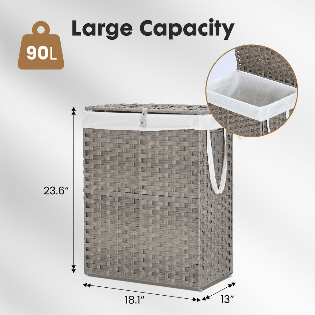 MCQ Sturdy & Stylish Laundry Hamper – Large Capacity Collapsible Rattan Storage Box with Lid Handles