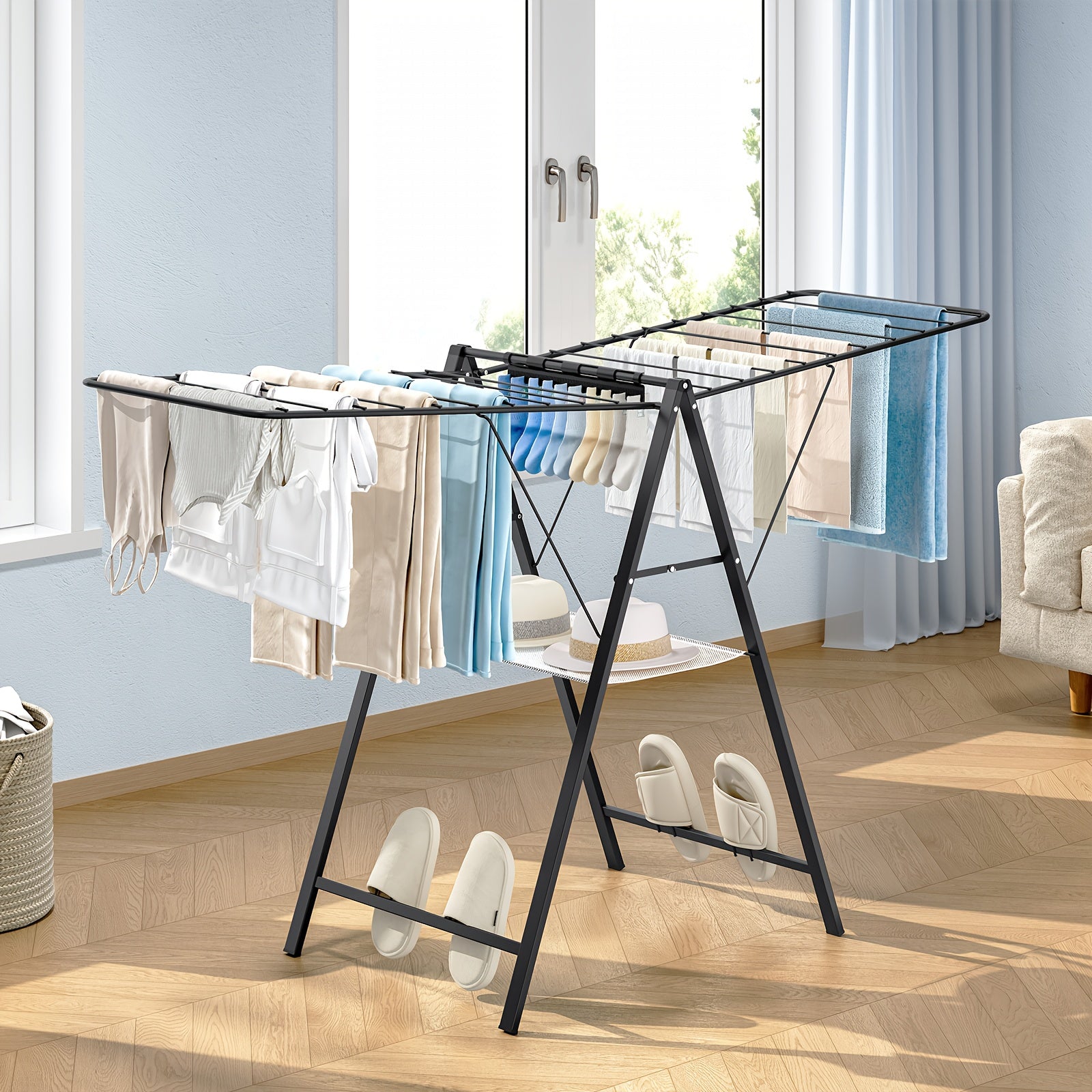 Clothes Drying Rack Foldable, Metal Laundry Drying Rack Collapsible