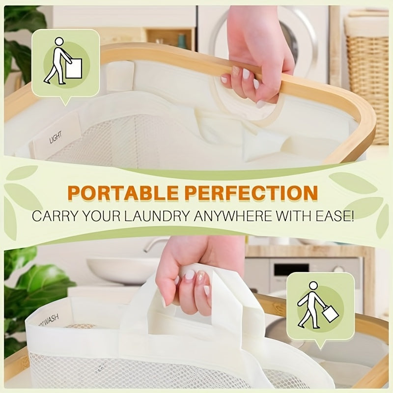 42.27-gallon large capacity laundry basket with three separate inner bags