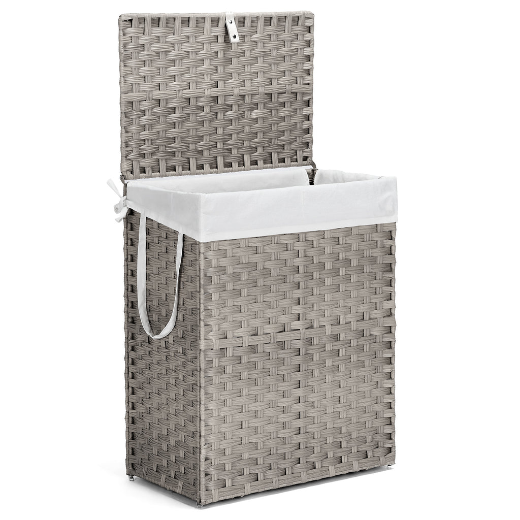 MCQ Sturdy & Stylish Laundry Hamper – Large Capacity Collapsible Rattan Storage Box with Lid Handles