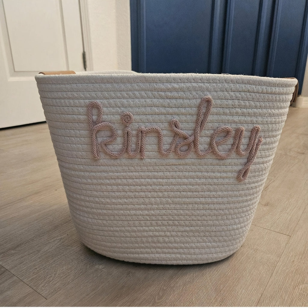 Customizable Basket Personalized Decorative Woven Storage Basket with Rope Handles