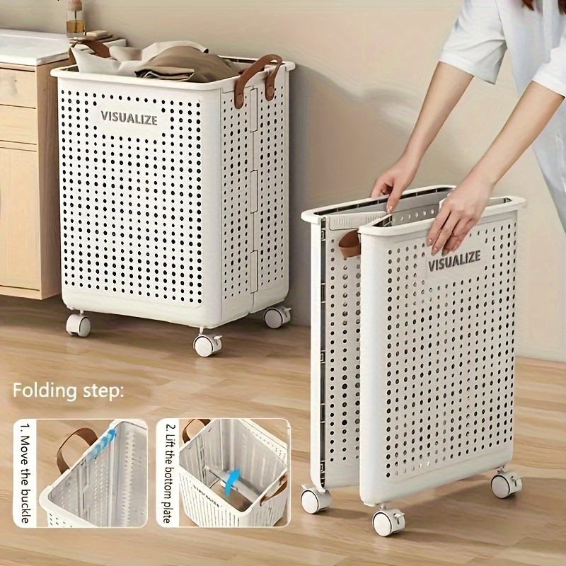 Multi-functional Foldable Laundry Basket with Wheels for Home Use