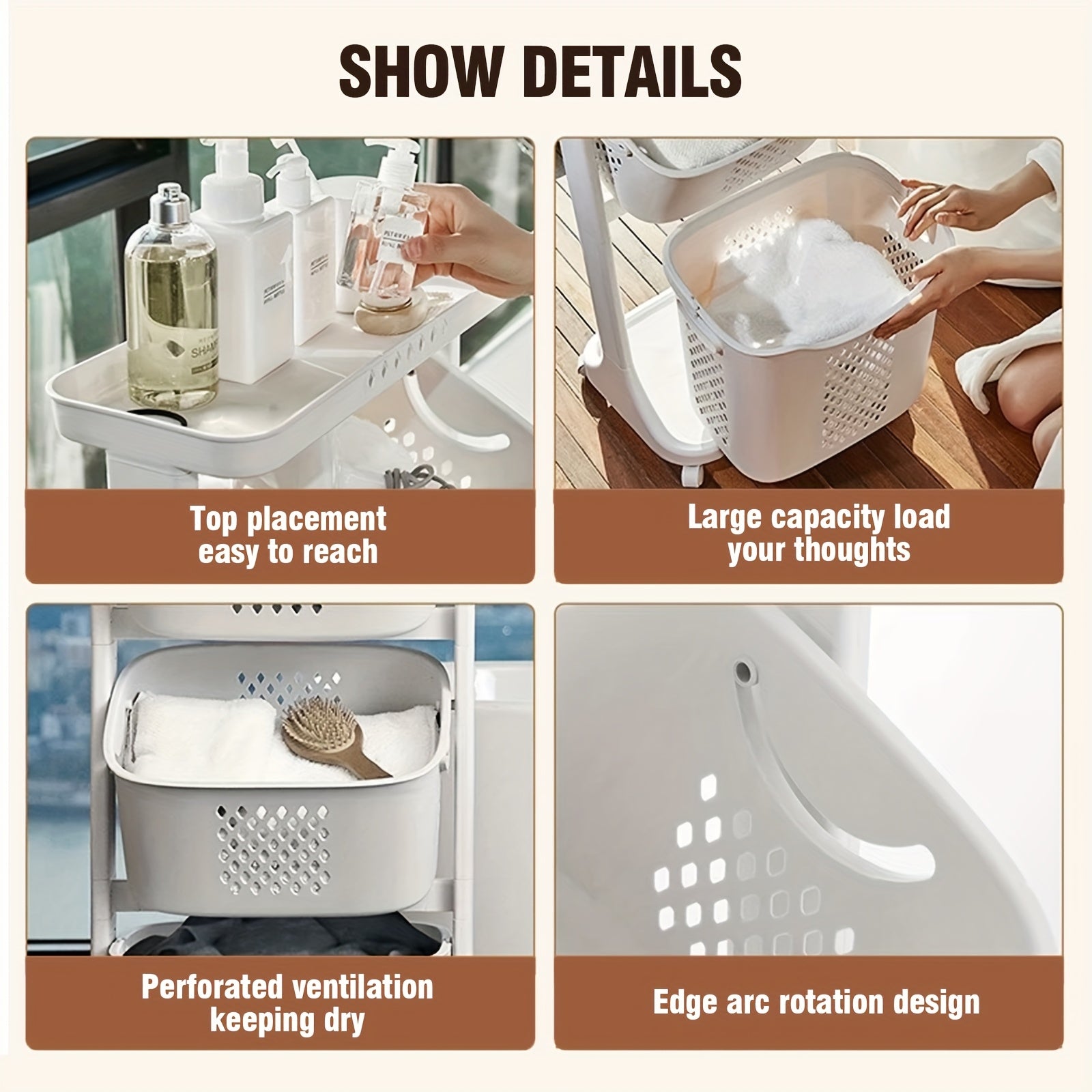 Laundry Hamper, Modern Upgrade 2\u002F3\u002F4 Tier Laundry Basket with Wheels