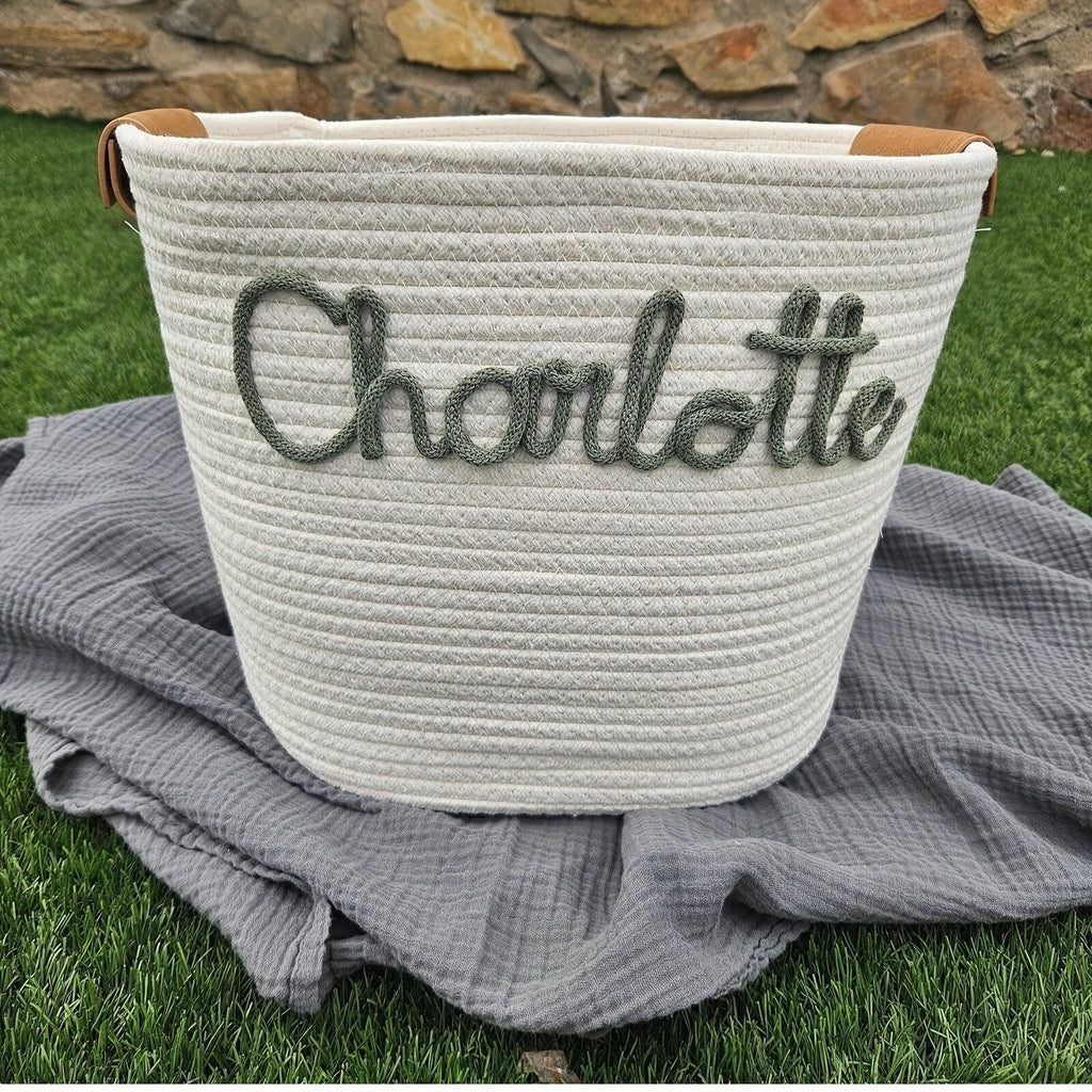 Customizable Basket Personalized Decorative Woven Storage Basket with Rope Handles