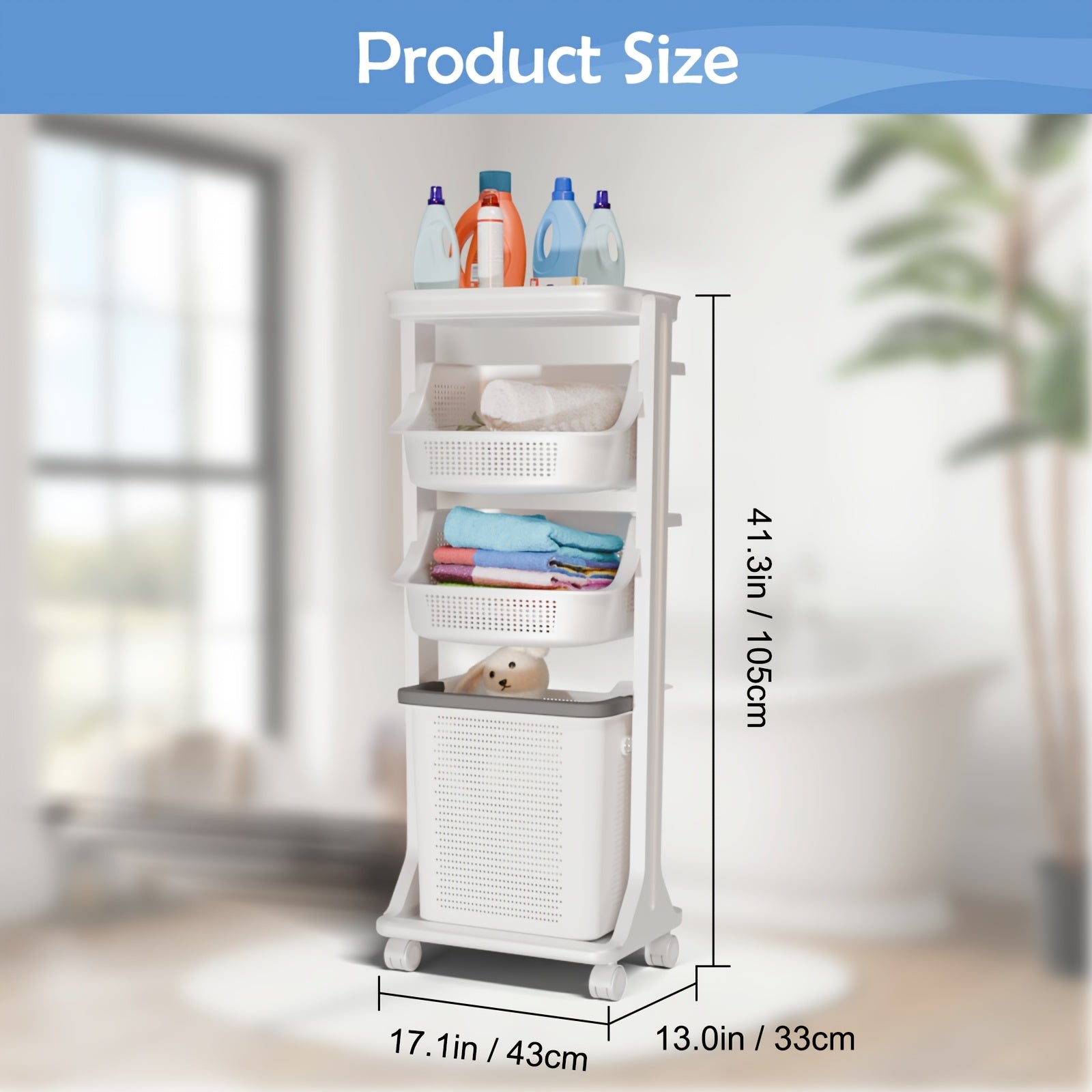 Laundry Hamper, Modern Upgrade 2\u002F3\u002F4 Tier Laundry Basket with Wheels