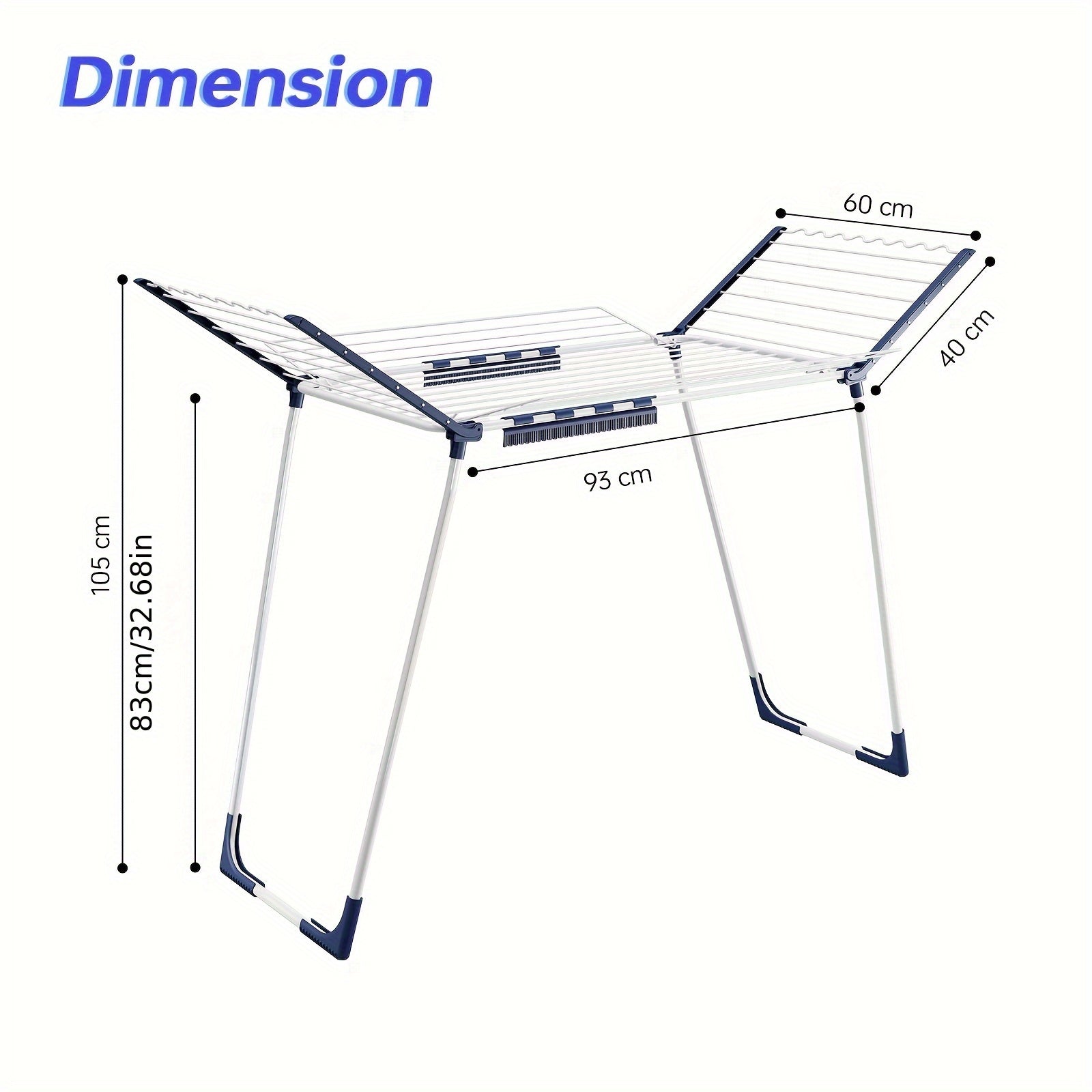 TOOLF Foldable Clothes Drying Rack, Winged Laundry Rack With Adjustable Arms And Sock Clips