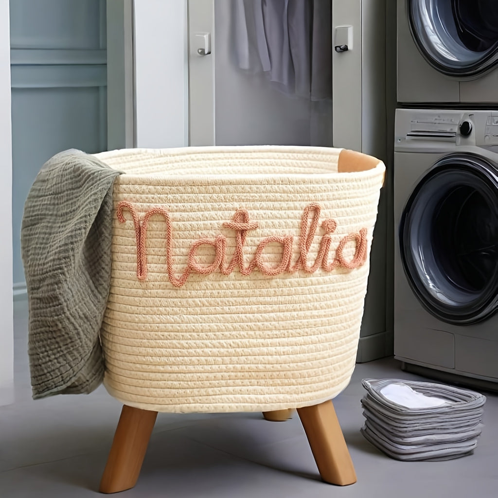 Customizable Basket Personalized Decorative Woven Storage Basket with Rope Handles
