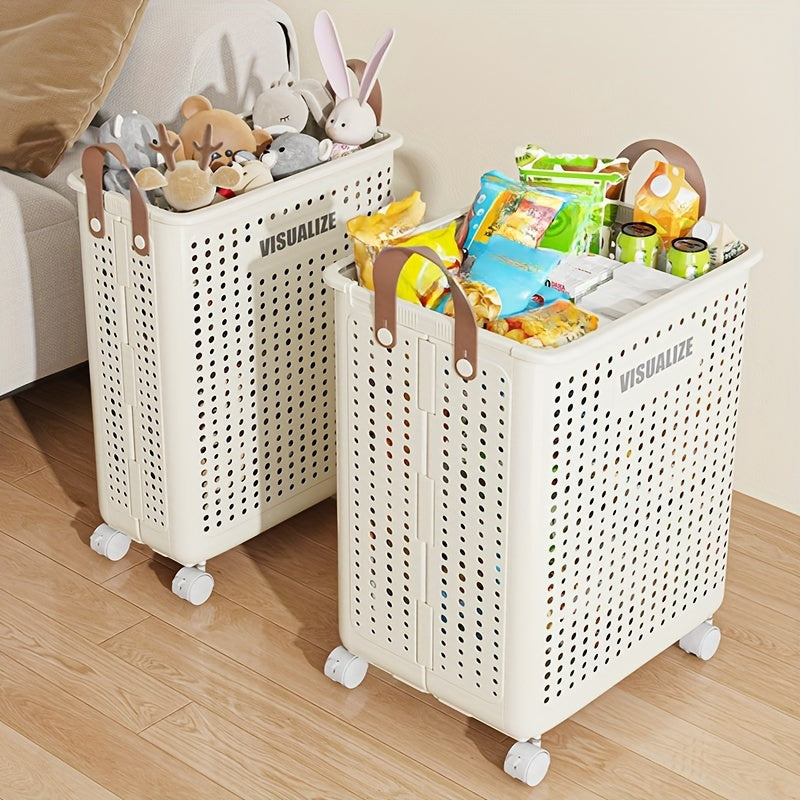 Multi-functional Foldable Laundry Basket with Wheels for Home Use