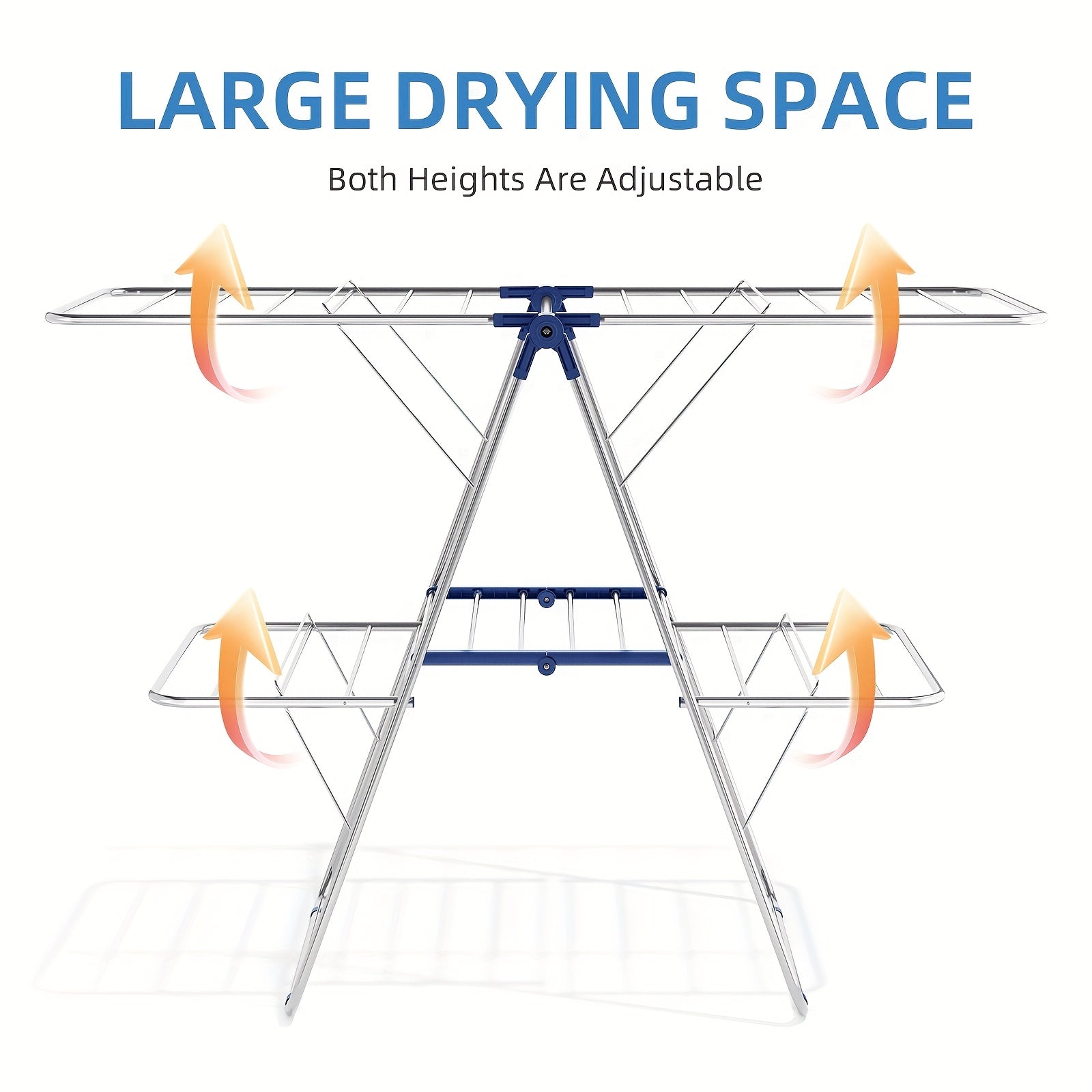 TOOLF Heavy-Duty Foldable Clothes Drying Rack with Adjustable Height